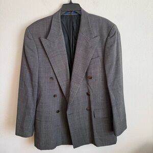Men’s Gray Chaps Ralph Lauren Formal Wedding Business One Button Blazer